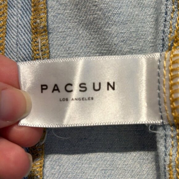 Pacsun Tulip A-Line Denim Mini Skirt Light Wash Blue Jean Y2K Style Size 24 - Picture 8 of 9